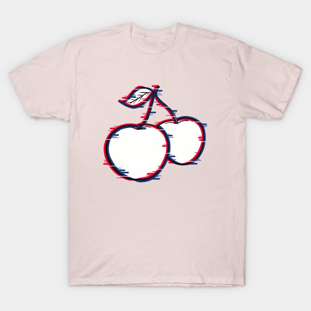 Glitch effect on two cherries T-Shirt by Fruit Tee